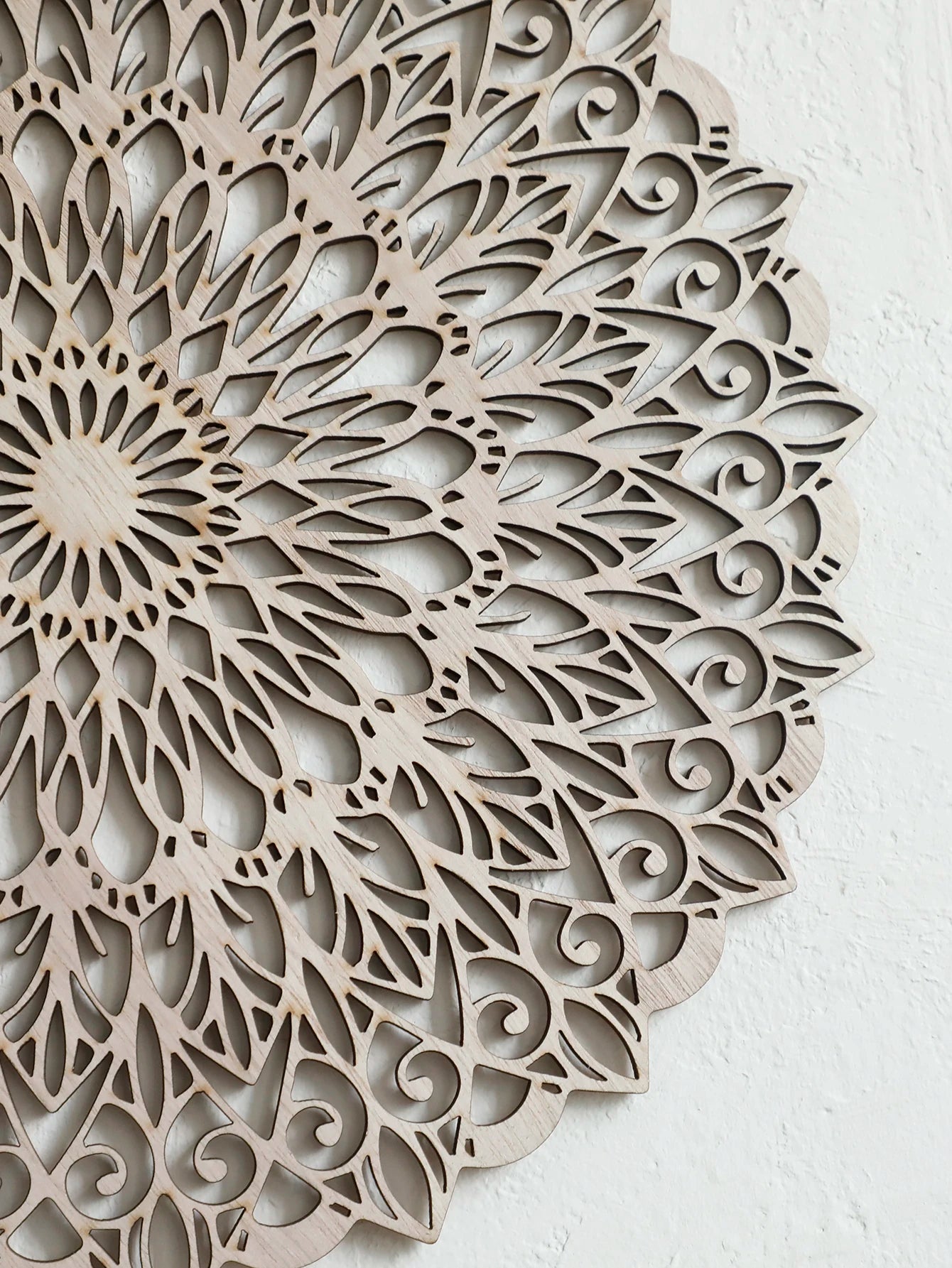 Wooden Mandala Art Wall Hanging Boho Chic Home Decorative White Hanging Wall Decor Crafts for Bedroom Living Room Study Room