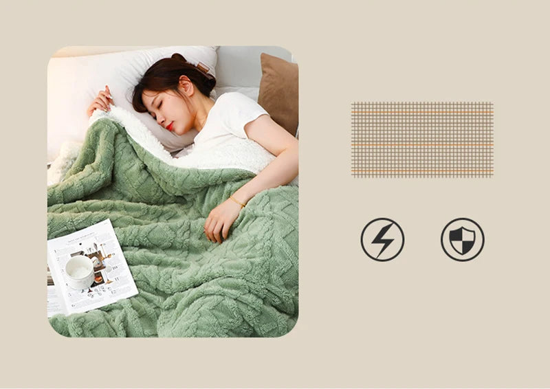 Winter Blanket Lamb Wool weighted Super Soft Double Side Microfiber Flannel Throw Blanket for Bed Comfortable Warm Comforter