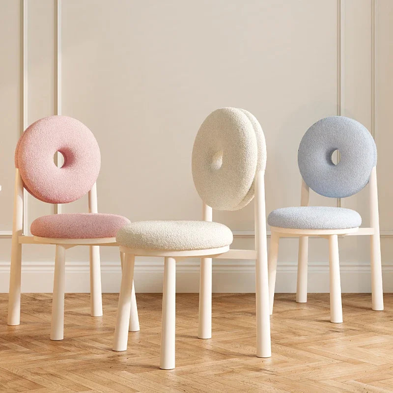 Cream donut dining chair, simple bedroom dressing stool, high-end sherpa backrest leisure bench, chair, Home furniture