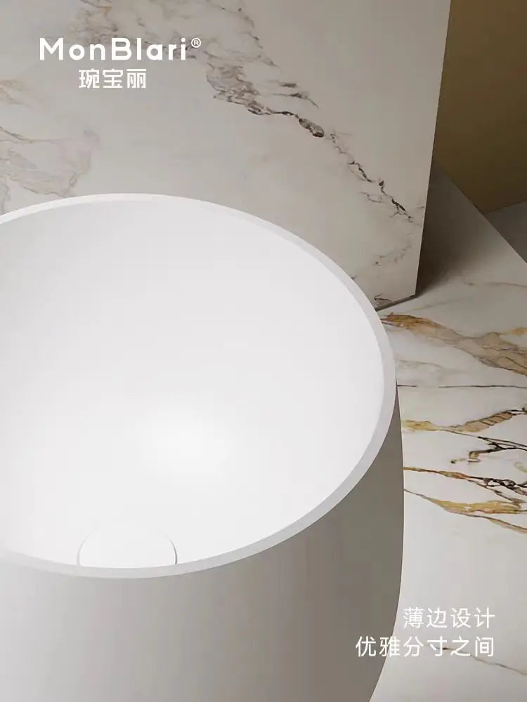 Artistic 400*400*900mm Matte white Artificial stone washbasin Floor standing Luxury Lavabo  Nordic style High Quality Hand basin