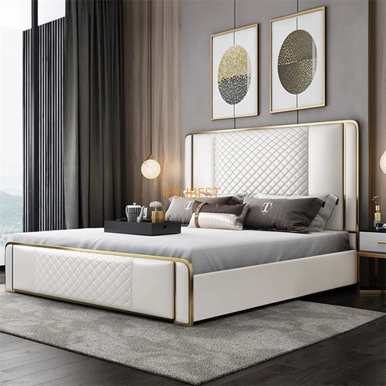 Designer Style Luxury Bed Frame Lit Cama Yatak Letto Letti Bedden Bedroom Furniture King Set 2 Personnes Madera Wooden Muebles