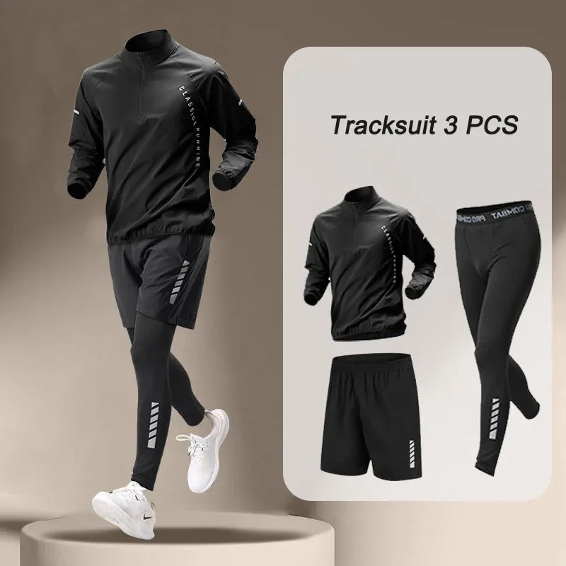 2024 Men Sets Outdoor Quick Dry Jacket Suit 1-3 Piece Fitness Sports Jogging Workout Sportswear Korean Gym Clothing Sportswear