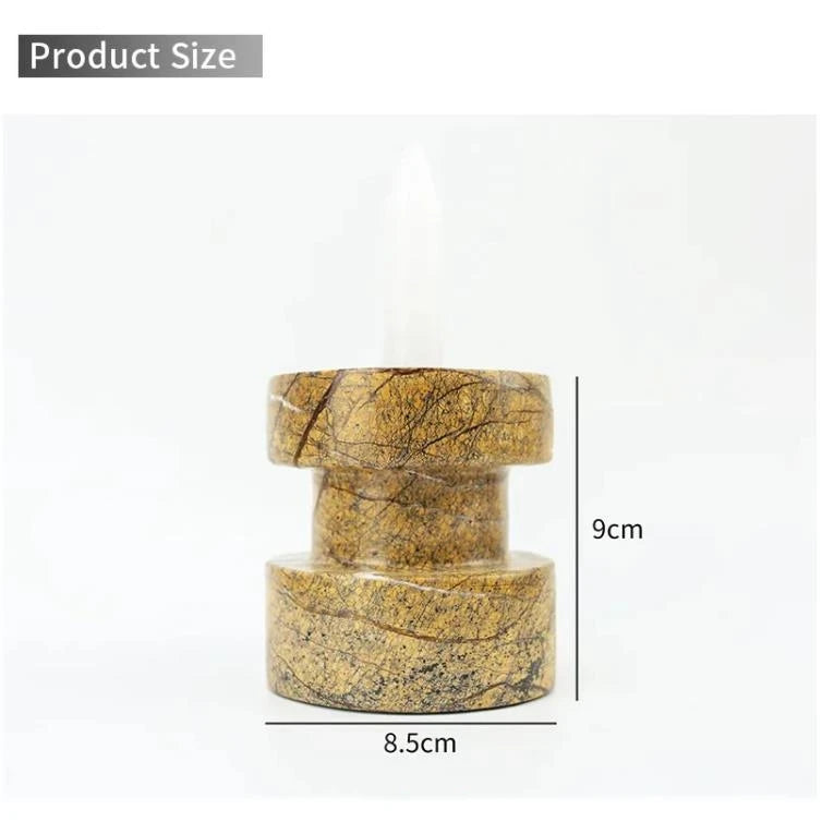 Customized Wholesale Brown Stone Cylindrical Natural Marble Candlestick for Home Restaurant Table Decoration Candle Holder