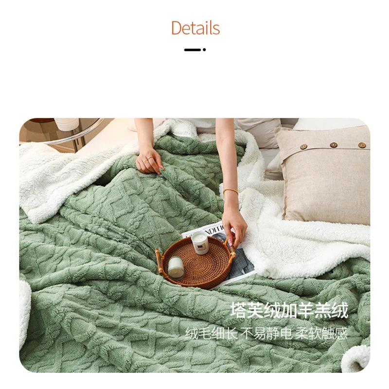 Winter Blanket Lamb Wool weighted Super Soft Double Side Microfiber Flannel Throw Blanket for Bed Comfortable Warm Comforter