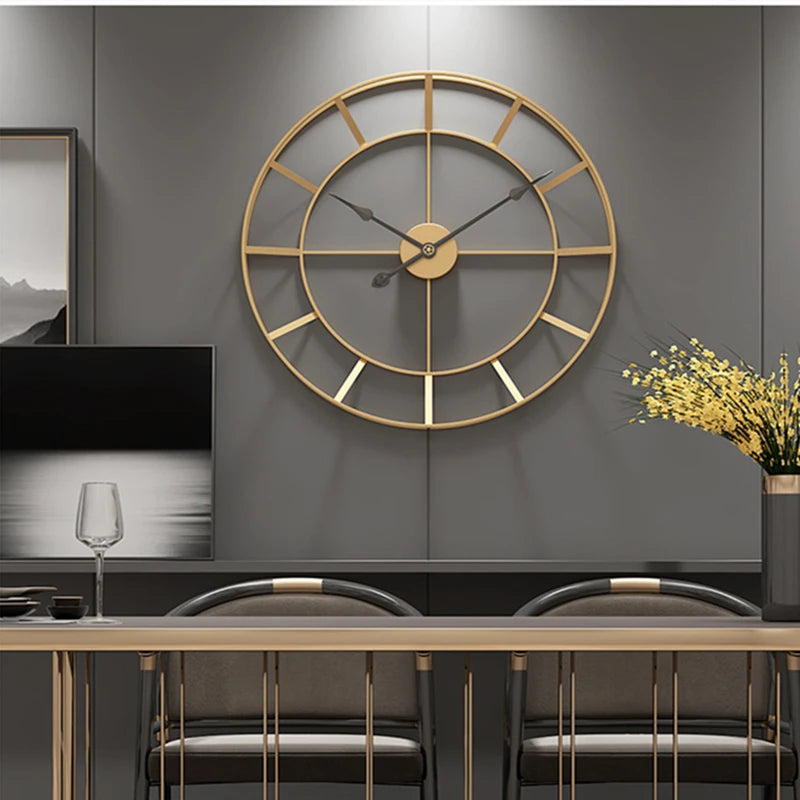 Modern Minimalist Iron Wall Clock Creative Fashion Design For Home Office Wall Decor Silent Hanging Watch Black and Gold 50/60cm