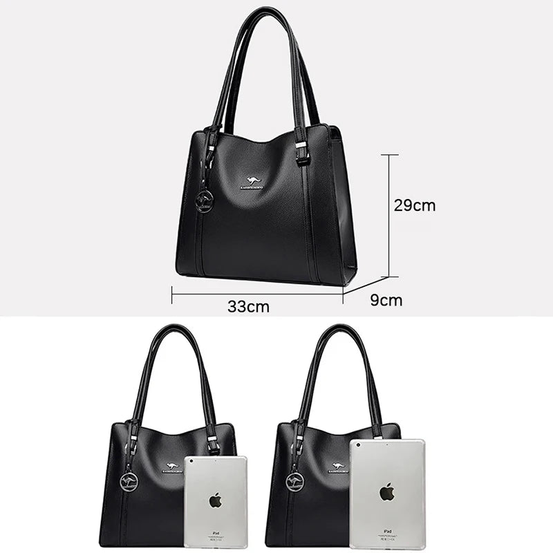 Genuine Soft Leather Handbags for Women Vintage Shoulder Tote Bag Luxury Designer Ladies Large Capacity Purse Bags Sac A Main