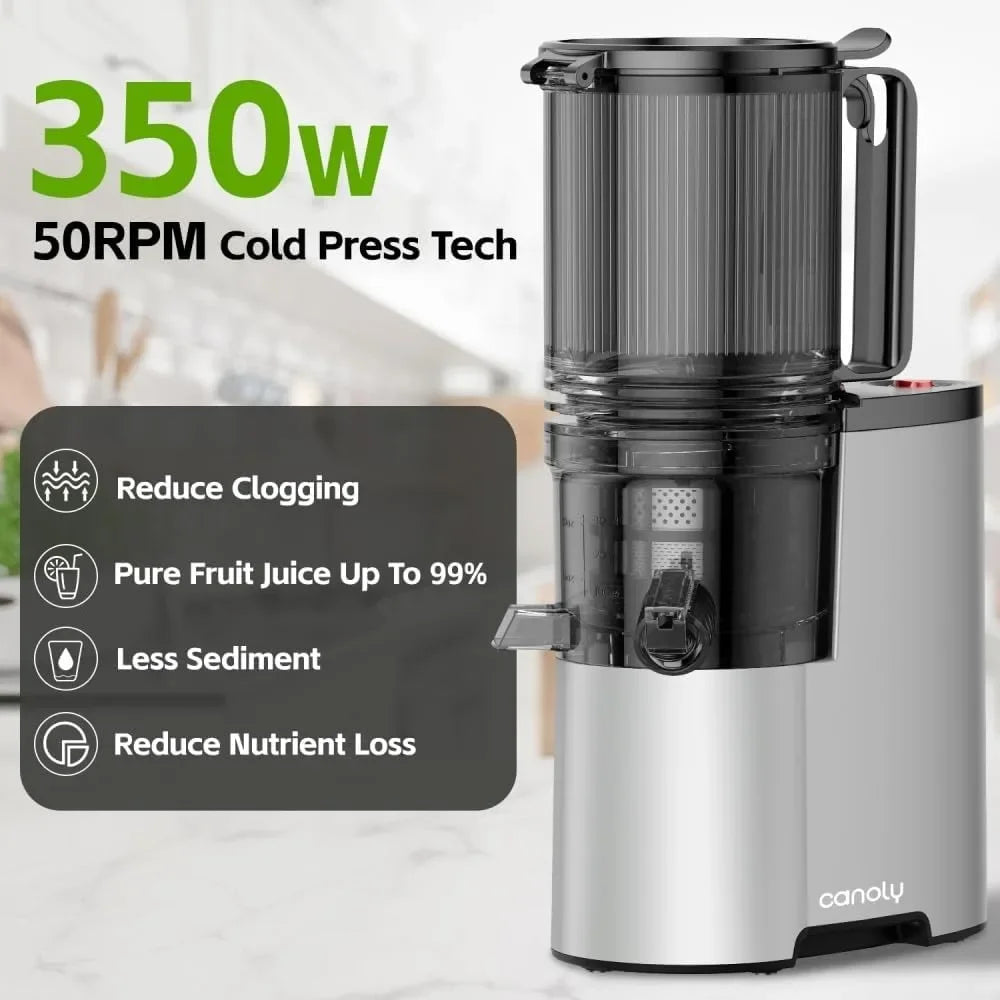 Cold Press Juicer, 5.4" Large Feed Chute Fit, 99% High Juice Yield & Easy To Assemble & Automatic Safety Senso, Juicer