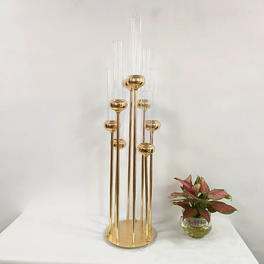 Metal Candlesticks for Home Decoration, 8 Arms Candle Holders, Luxury Wedding Table Centerpiece, 91 cm Height, 5 PCs/Lot