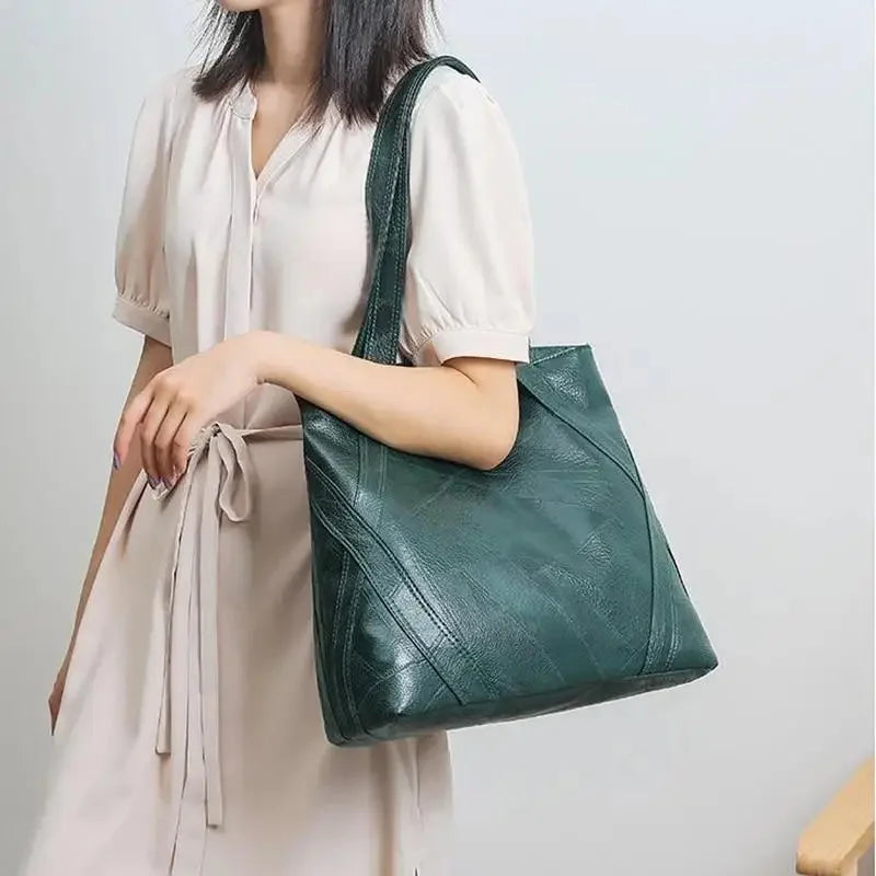 Women Fashion Vintage Soft Pu Leather Handbag Female High Quality Luxury Shoulder Ladies Casual Large Capacity Tote Bag 2024