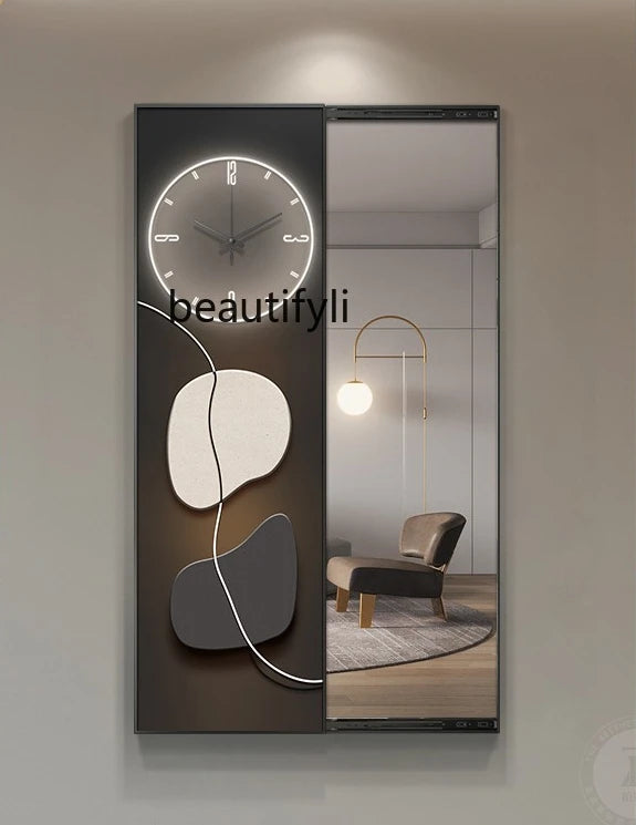 Modern Minimalist with Clock Hidden Full Body Decorative Painting Invisible Dressing Mirror Entrance Painting Mirror Painting