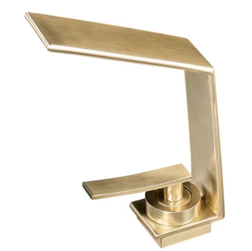 luxury brushed gold wash basin faucet toilet under basin household bathroom cabinet hot and cold waterfall faucet