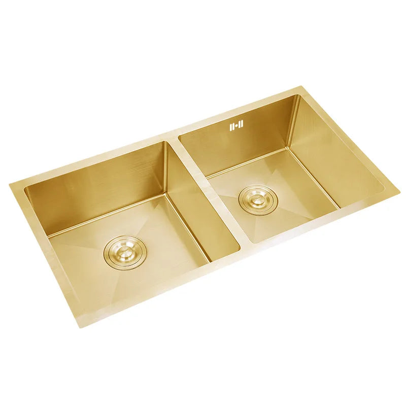 Modern Luxury Golden 850*450*210mm Kitchen sink Double sink High Quality SUS304 Stainless steel Kitchen sink Brushed Gold