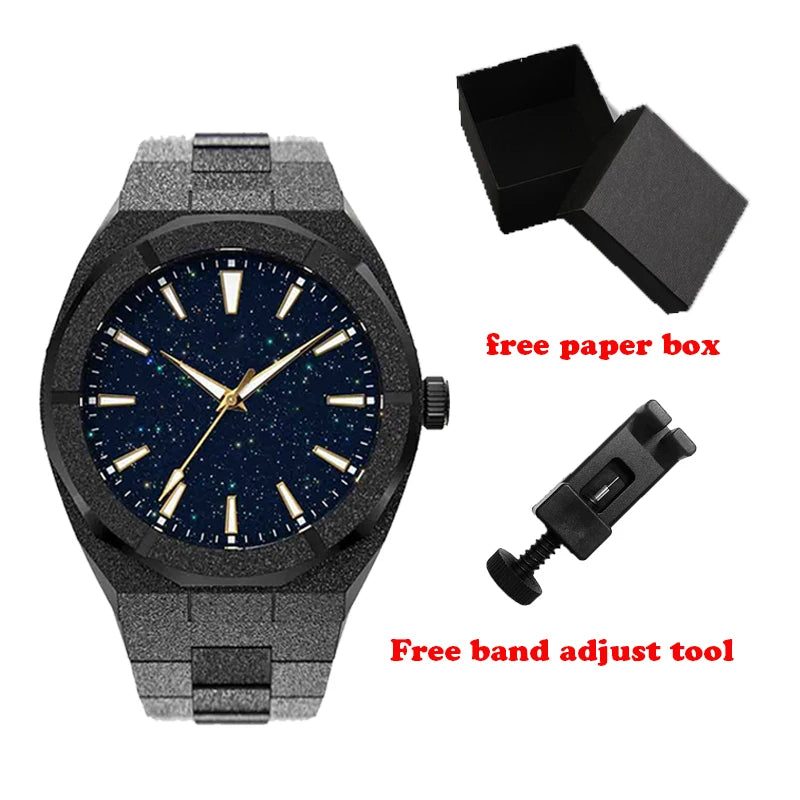 5ATM Waterproof All Stainless Steel Luminous Hands Jewerly Frosted Relogios Masculino Man Quartz Watch