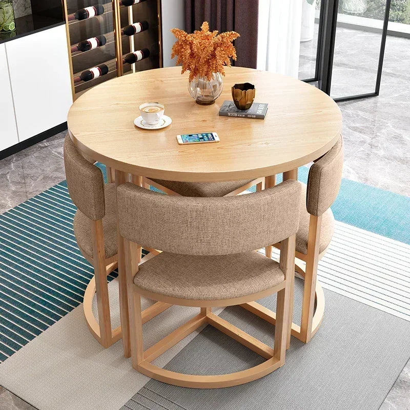 Round Mobile Dining Tables Set Kitchen Center Wood Table Hotel Extendable Luxury Floor Mesa Comedor Mesa Comedor Home Furniture