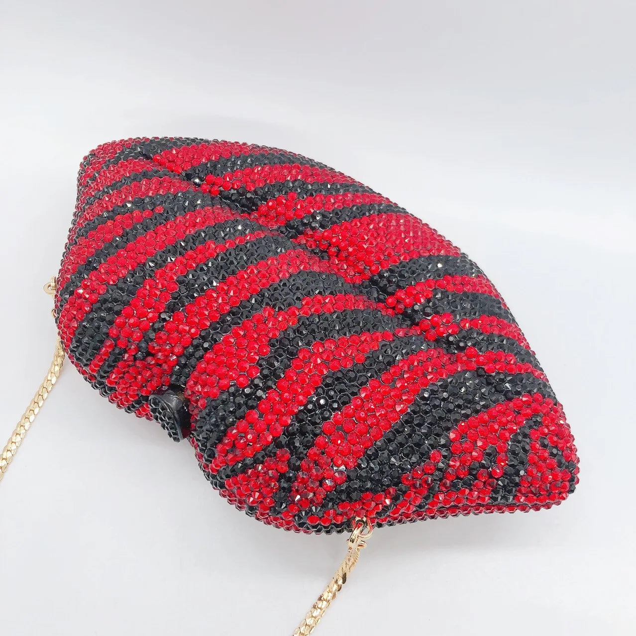 Red/Black Mouth Crystal Evening Clutches Fashion Women Diamond Zebra Pattern Wedding Purse WHTUOHENG Prom Handbag Party Purse