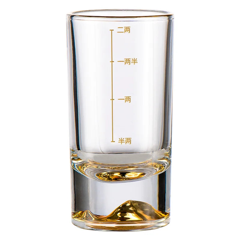 50ml/100ml Shot Glass Golden Mountain Vision Graduated Cup Glass Luxury Drinkware Small Capacity Wine Glass Chinese Spirits Cups