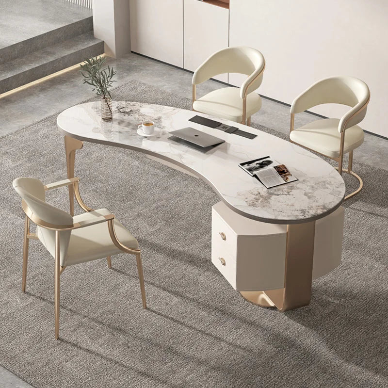 Light Luxury Rock Slab Desk Modern Minimalist High-End Glossy Countertop Small Household Computer Desk