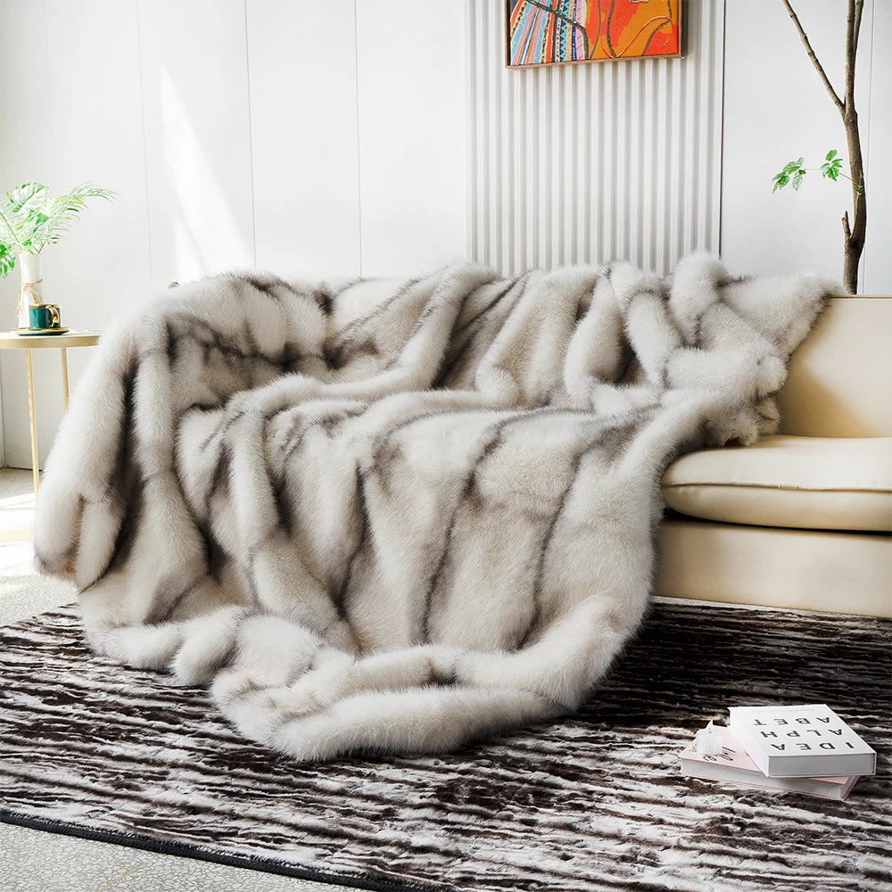 Faux Fur Blanket Luxury Throw Blanket Winter Thick Warm Sofa Blankets Bed Plaid Bedspread on the Bed Home Decora