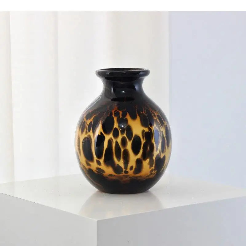 Amber Glass Vase Hydroponic Flower Pots Desk Decoration Artificial Flower Decorative Floral Arrangement Modern Home Decor Vases