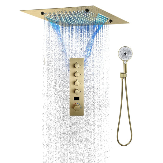 Full Smart luxury Shower System Set Hydromassage High Pressure Rainfall Shower Head bathroom Faucet Built-in Showers Mixer Taps