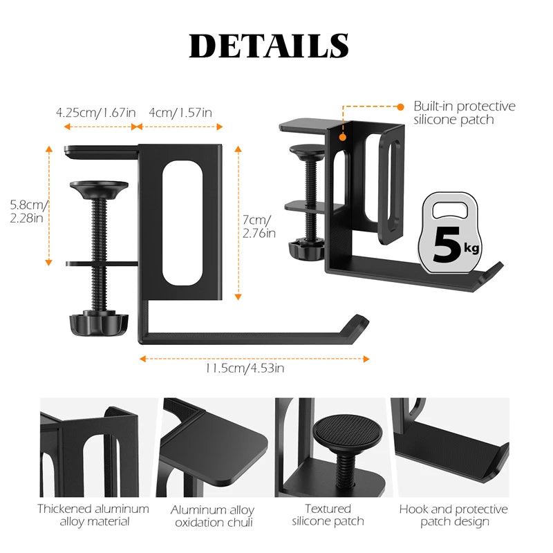 Table Sides Laptop Rack Cooling Stand Tray Desk Organizer Storage Laptop Holder Shelf for Ipad Under Desk Headphone File Hanging