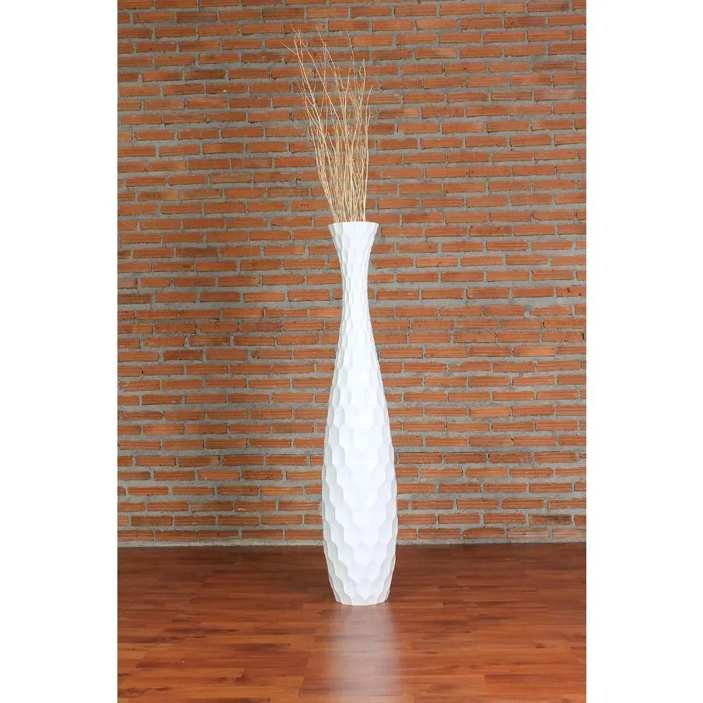 Sophisticated Vessel for Decorative Branches and Dried Flowers Golden Vase Aesthetic 43 Inches White Freight Free Vases Luxury