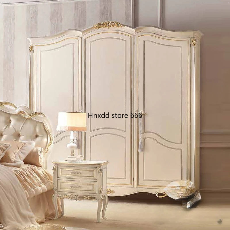 Double bed, European style large luxury wedding, French style small luxury 1.8 meters, solid wood white fabric 2 meters