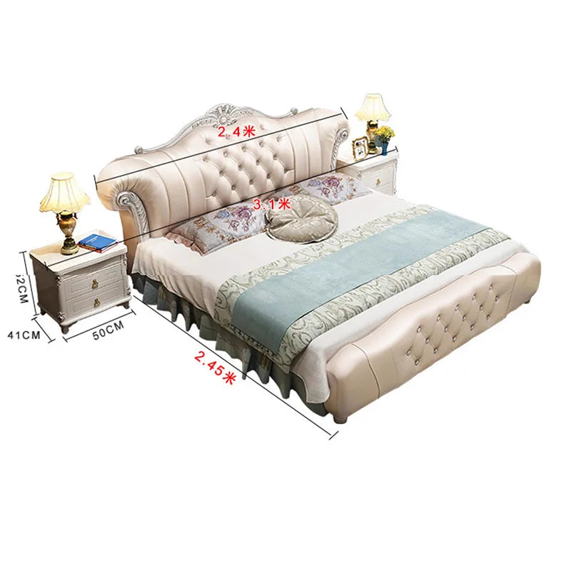 Leather Vip Bed Aesthetic Nordic Princess Headboards Bed Queen Lounge Letto Matrimoniale Multifunzione Bedroom Furniture