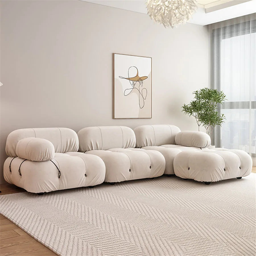 Designer Sofa Italian Style White Elastic Luxury Anti Slip Decorative Pillows Couch Miniature Puff Asiento Indoor Furniture