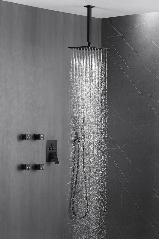 Large Rain Shower faucet sets Multi-function Bathroom LED Shower Head Brass Luxury Thermostatic Digital Display Shower Set