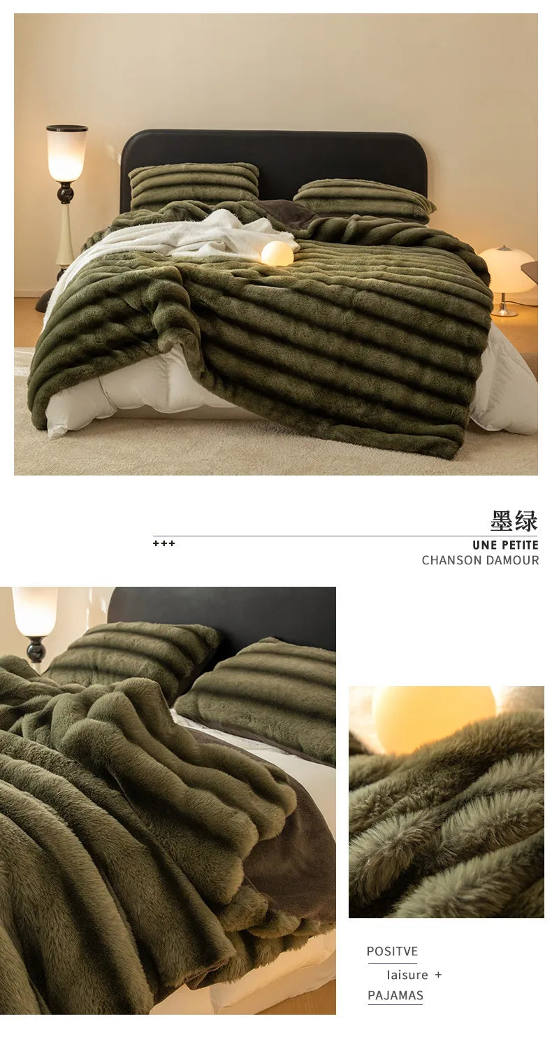 Imitation Rabbit Fur Plush Blanket Throw Blankets for Bedroom Hotel Travel Winter Warm Bedspreads Super Soft Sofa Beds Blanket