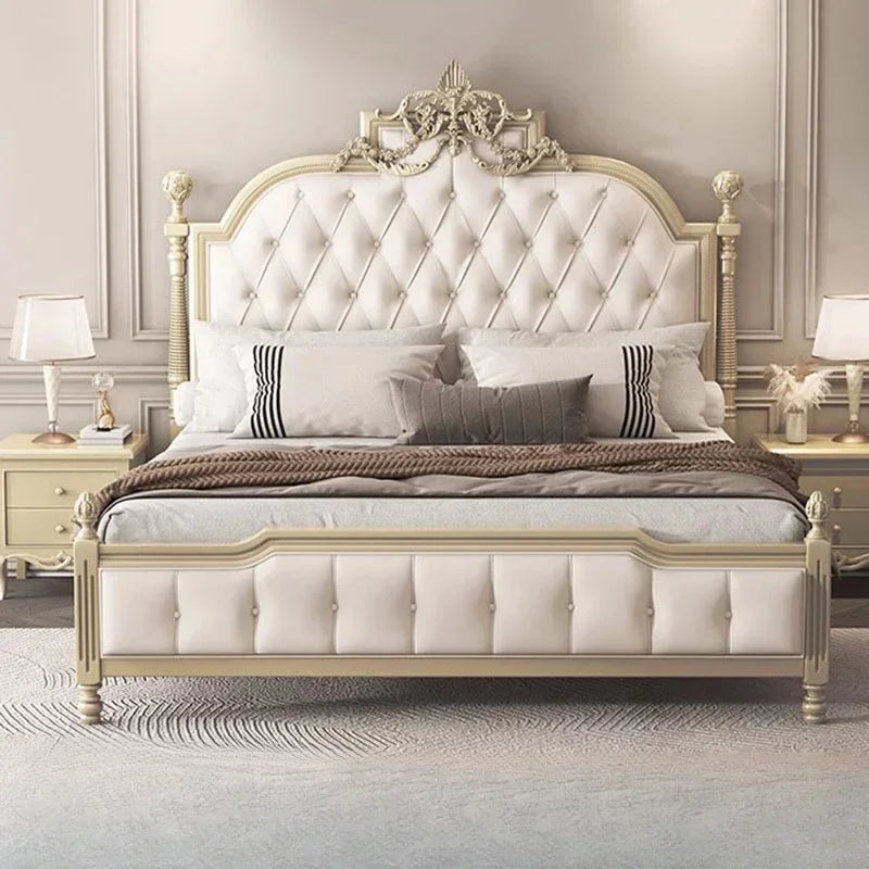 Modern Whitr Bed Luxury Double Modern Whitr Wood Headboard King Size Double Bed Boys Sleeping Cama De Casal bedroom decoration