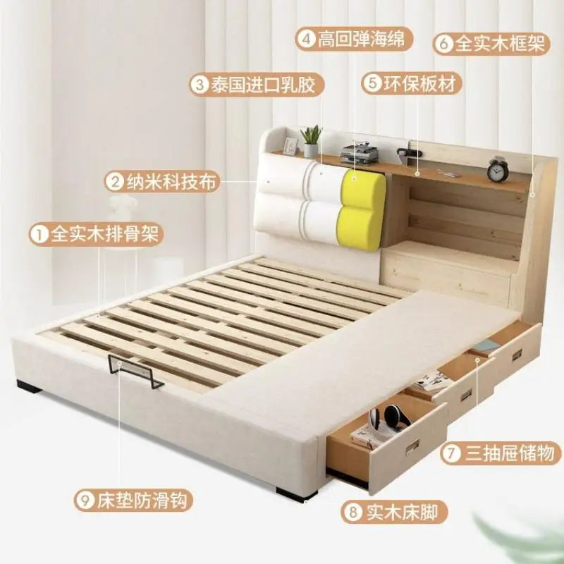 The product can be customized.Science and technology cloth bed master bedroom bed modern simple and light luxury