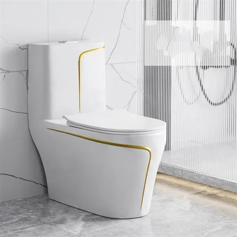 Sanitarios Inodoros Wc Gold Line Design Bathroom Ceramic One-Piece Gold White Colored Toilets Bowl