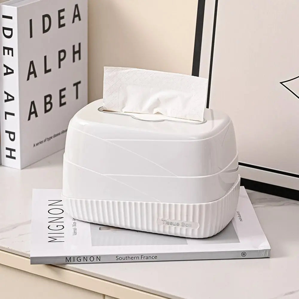 Plastic Luxury Tissue Box Multifunctional Waterproof with Spring Draw Paper Box Automatic Lifting Napkin Holder Bedroom