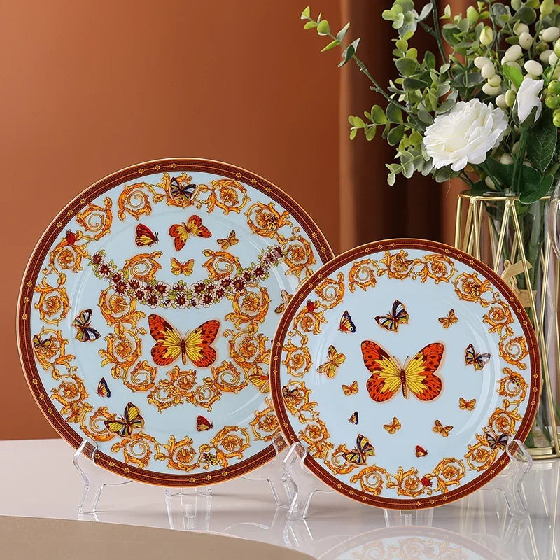 Porcelain Dinner Plates Bone China Western Plates Breakfast Cake Dessert Plate Afternoon Tea Household Disc Kitchen Accessories