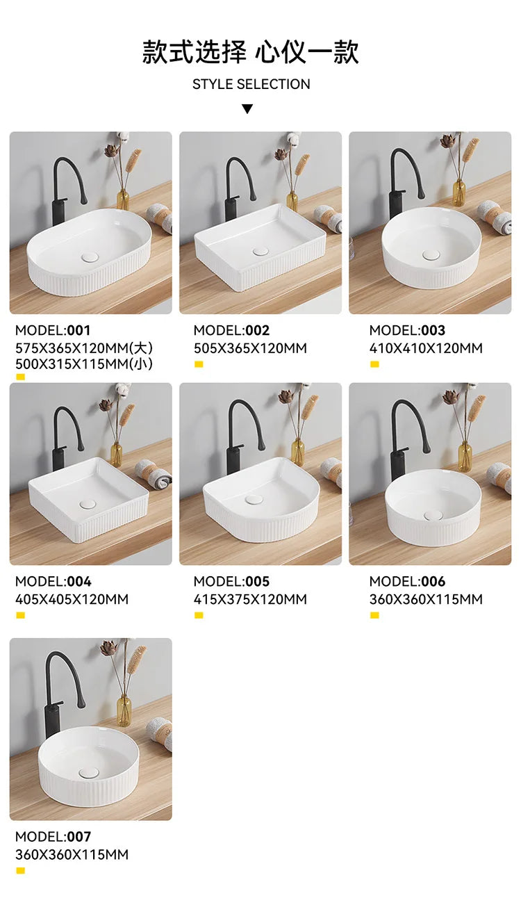 Bathroom Washbasin White Ceramic Basin Modern Minimalist Countertop Vessel Sink 36cm Mini Round Bowl Basin With Faucet Sets