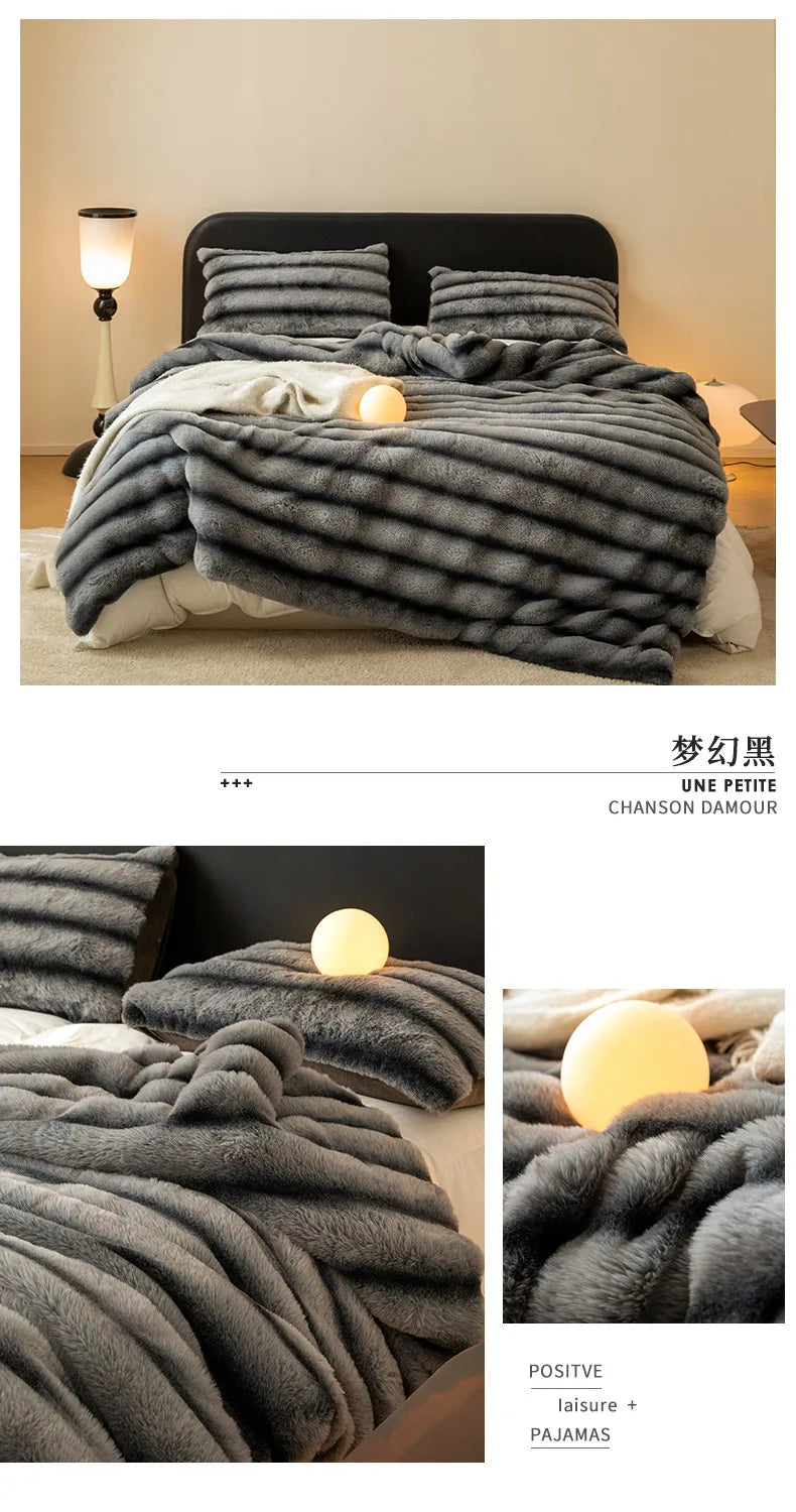 Imitation Rabbit Fur Plush Blanket Throw Blankets for Bedroom Hotel Travel Winter Warm Bedspreads Super Soft Sofa Beds Blanket