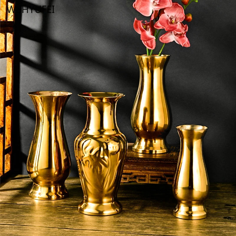 Stainless steel golden vase ceramic vase Buddhist hall and Buddhist utensils Offering Buddha Vase living room home decoration