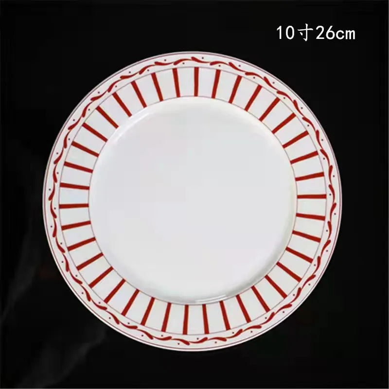 European Bone China Western Food Plate Coffee Set Combination British Household Steak Plate Porcelain Plate Gift for Bestie Set