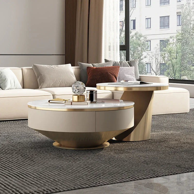 Nordic White Coffee Tables Modern Marble Effect Premium Legs Metal Side Table Storage Unique Stoliki Kawowe Home Furniture