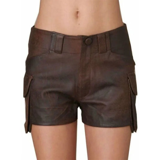 Leather Shorts New Hot Women Genuine Lambskin Sports Ladies Pants