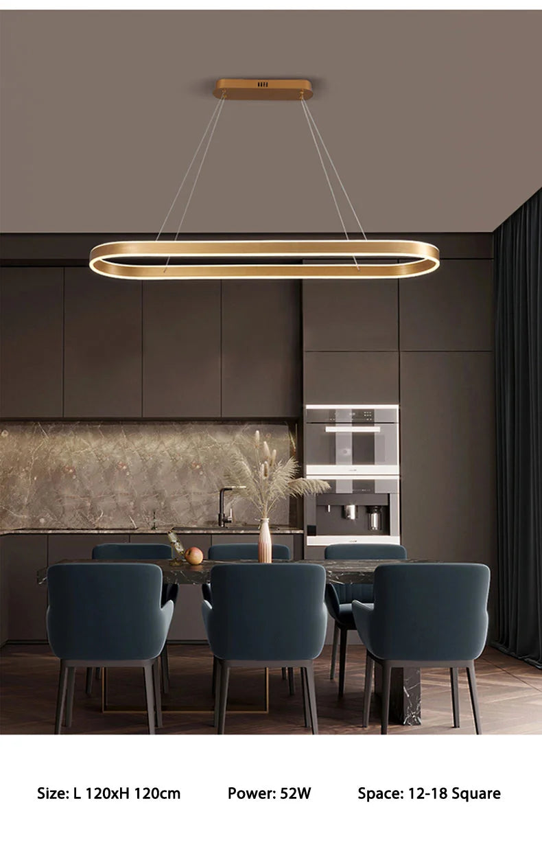 WELTIG Nordic LED Ring Chandelier – Stylish Aluminum Pendant Light for Kitchen & Restaurant