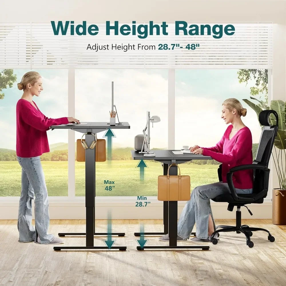 Adjustable Height Electric Sit Stand Up Down Computer Table, 40x24 Inch Ergonomic Rising Desks for Work Office Home