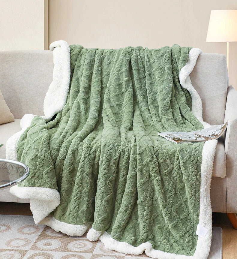 Winter Blanket Lamb Wool weighted Super Soft Double Side Microfiber Flannel Throw Blanket for Bed Comfortable Warm Comforter