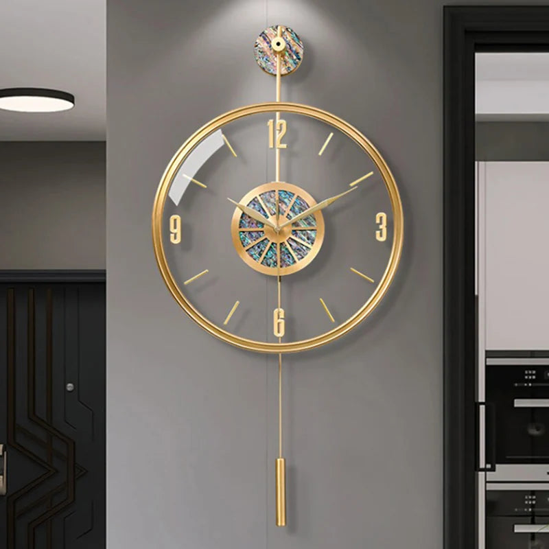 Pendulum Silent Battery Wall Clocks Modern Living Room Minimalist Metal Wall Clock Nordic Gold Orologio Da Parete Home Decor