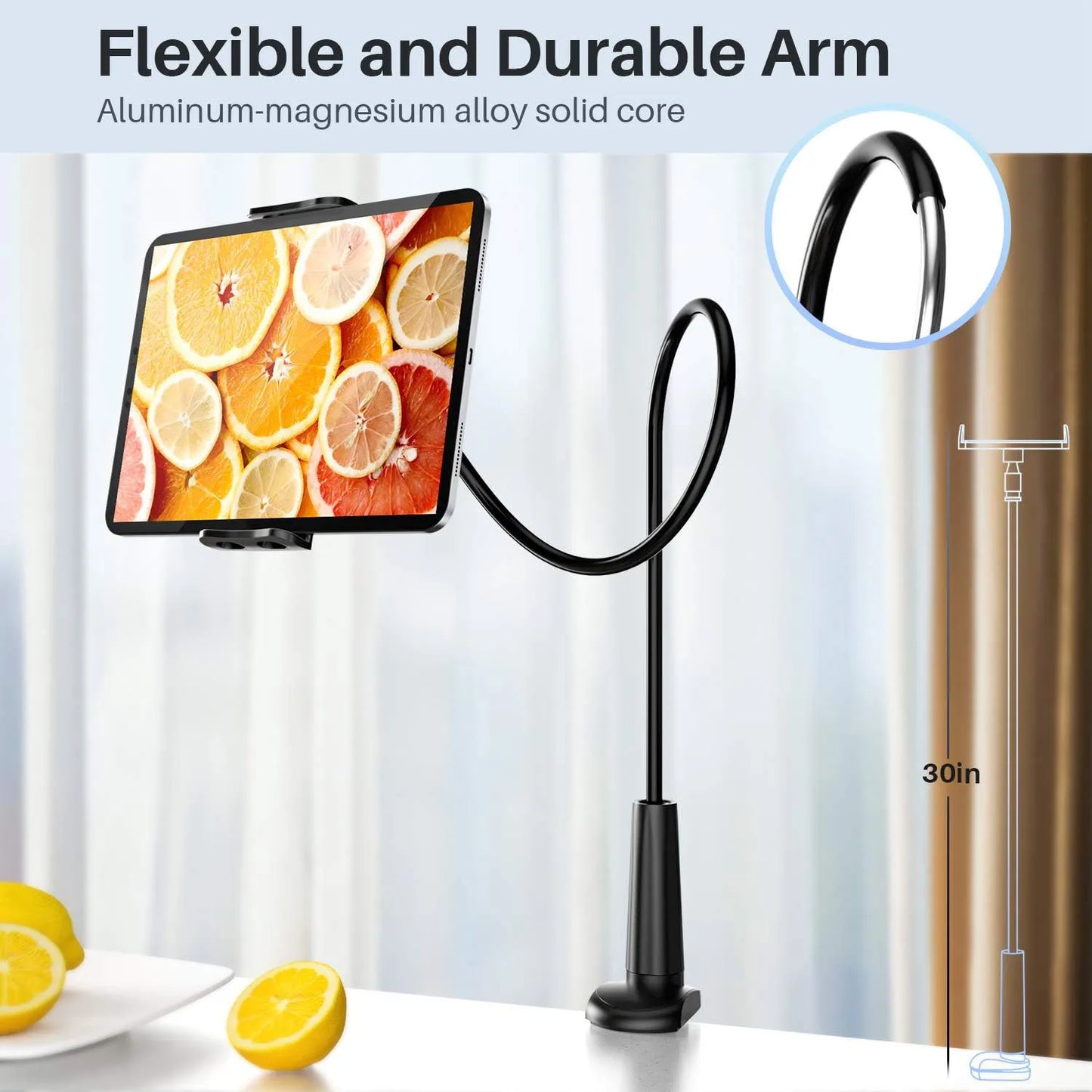 80cm Tablet Holder Stand Bed Adjustable Flexible Arm Tablets Mount Clamp on Table For iPad Air Mini Or Other 4.7-10.5" Devices