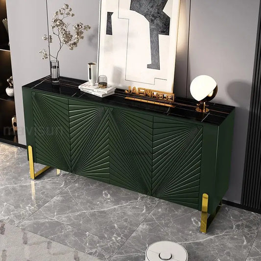 Vintage Dark Green Entrance Cabinet Light Luxury Style Living Room Simple Modern Slate Decorative Sideboard Kitchen Furniture