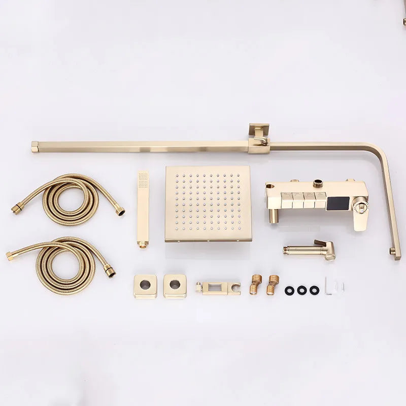 Bathroom Shower Sets Faucet Mixer Tap Brass Luxury Rainfall Shower Tap Brushed Gold Bath & Shower Faucet Set Shower Faucet