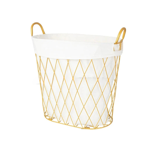 Home Gold Dirty Laundry Basket Metal Storage Baskets Baby Toy  Clothes Bucket  with Handle Large Capacity Storages Home